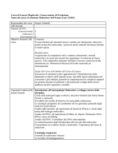Corso di Laurea Magistrale: Conservazione ed Evoluzione Nome