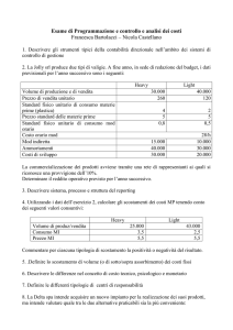Esame di Programmazione e controllo e analisi dei costi Francesca