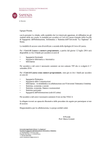 Corsi di Laurea triennale della Facoltà di Ingegneria