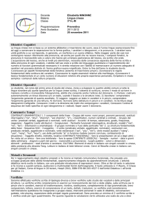 Obiettivi Cognitivi Obiettivi Operativi Contenuti e Tempi Metodi e