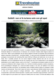 Gallelli: non si fa turismo solo con gli spot
