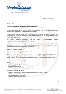 Spett.le AZIENDA Ottobre 2015 Oggetto: Consulenza nella gestione