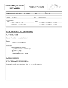 LA TRATTATISTICA DEL CINQUECENTO N. MACHIAVELLI La vita