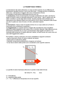 LA TRASMITTANZA TERMICA La trasmissione del calore attraverso
