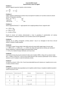 Liceo Scientifico Cassini Esercizi di fisica, classe 1G, foglio3