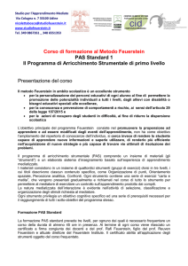 Corso di formazione al Metodo Feuerstein PAS Standard 1 Il