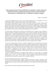 Nuova organizzazione di Class Pubblicità per