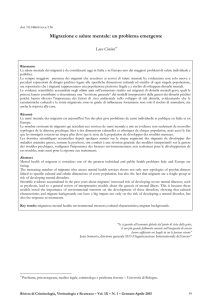 Migrazione e salute mentale: un problema emergente