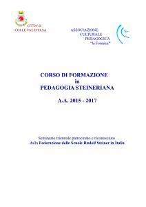 CORSO DI FORMAZIONE in PEDAGOGIA STEINERIANA AA