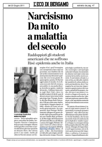 Narcisismo Da mito a malattia del secolo