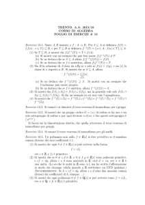 TRENTO, A.A. 2015/16 CORSO DI ALGEBRA FOGLIO DI ESERCIZI