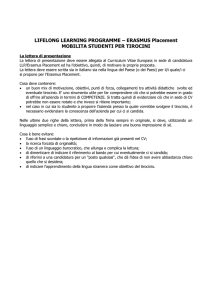 LIFELONG LEARNING PROGRAMME – ERASMUS Placement