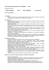 Programma del corso di FISICA TECNICA I (Quinquennale a ciclo