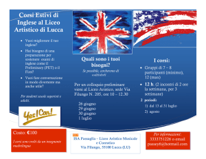 Corsi Estivi di Inglese al Liceo Artistico di Lucca