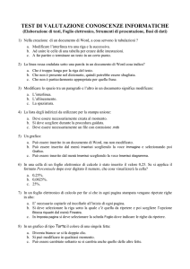 TEST DI VALUTAZIONE CONOSCENZE INFORMATICHE