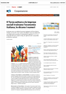 Il Terzo settore e le imprese sociali trainano l`economia italiana, lo