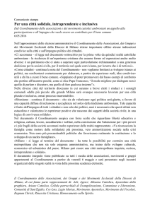 Per una città solidale, intraprendente e inclusiva