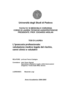 Università degli Studi di Padova L`ipoacusia professionale