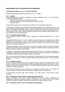REGOLAMENTO PER LA DISCIPLINA DELLE DONAZIONI