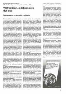 Wilfred Bion, O del pensiero dell`alba