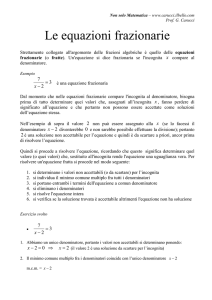 Le equazioni frazionarie - Esercizi - Non solo matematica