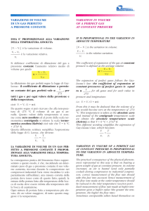 Variazione di volume di un gas perfetto a pressione costante