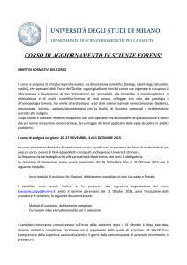 corso di aggiornamento in scienze forensi - Labanof