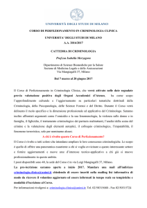 CORSO DI PERFEZIONAMENTO IN CRIMINOLOGIA CLINICA