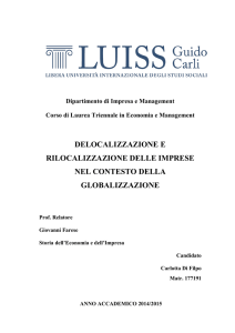 DELOCALIZZAZIONE E RILOCALIZZAZIONE DELLE IMPRESE NEL