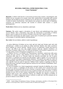 BULIMIA NERVOSA: ISTRUZIONI PER L`USO. Ivano