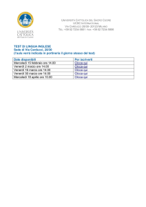 TEST DI LINGUA INGLESE Sede di Via Carducci, 28/30 (l`aula verrà