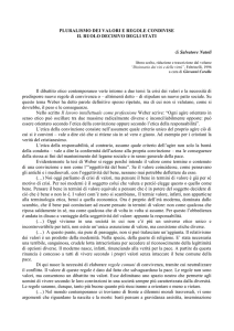 PLURALISMO DEI VALORI E REGOLE