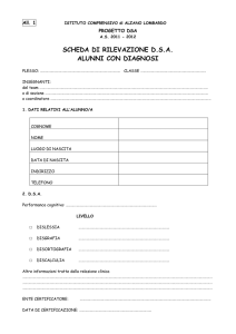 SCHEDA DI RILEVAZIONE D.S.A. ALUNNI CON DIAGNOSI