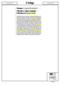 I libretti e i diari scolastici li fornisce la Cassa rurale