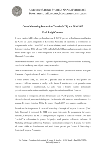 Corso Marketing Innovation Trends (MIT) a.a. 2016