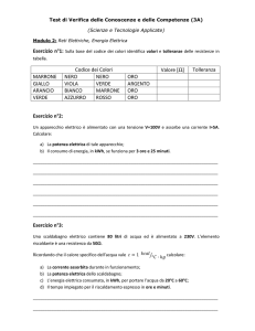 Codice dei Colori Valore [Ω] Tolleranza MARRONE NERO NERO