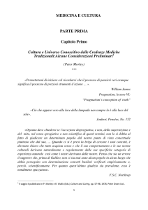 MEDICINA E CULTURA PARTE PRIMA Capitolo Primo Cultura e