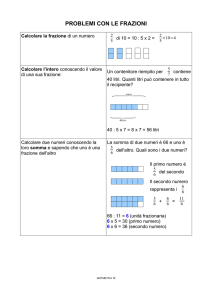 PROBLEMI CON LE FRAZIONI - SCUOLA SECONDARIA DI I