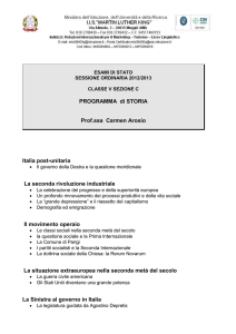 PROGRAMMA di STORIA Prof.ssa Carmen Arosio Italia post