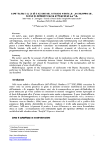 ASPETTATIVE SU DI SÉ E AZIONE NEL RITARDO MENTALE: LO