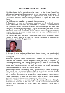 “ESSERE DONNA IN BANGLADESH” Che il Bangladesh sia fra i