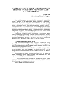 ANALISI DELL`INFINITO COMPLEMENTO OGGETTO DIRETTO E