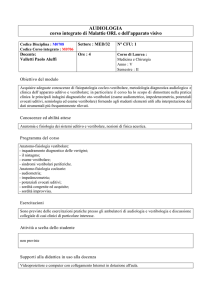 AUDIOLOGIA corso integrato di Malattie ORL e dell`apparato visivo