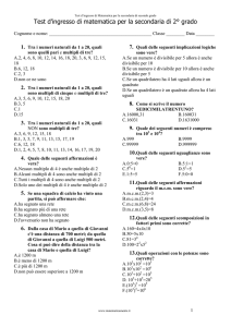 Test d׳ingresso di matematica per la secondaria