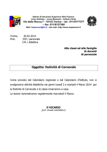 Oggetto: festività di Carnevale