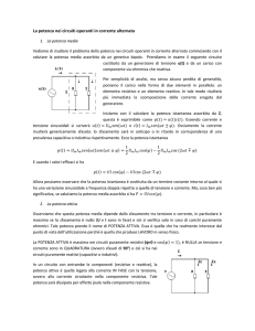La potenza nei circuiti operanti in corrente alternata