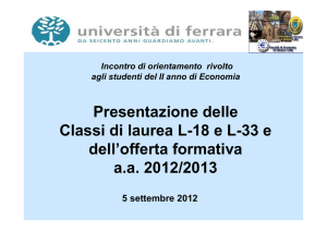 Presentazione delle Classi di laurea L-18 e L