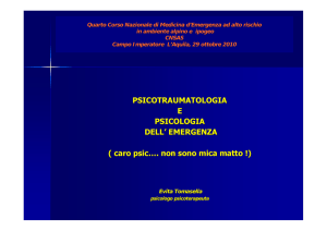 PSICOTRAUMATOLOGIA E PSICOLOGIA DELL` EMERGENZA