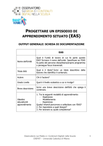 PROGETTARE UN EPISODIO DI APPRENDIMENTO SITUATO (EAS)