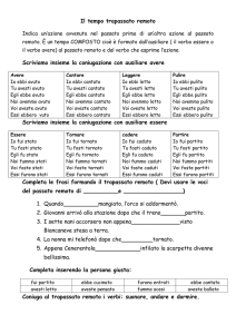 Il tempo trapassato remoto Scriviamo insieme la coniugazione con